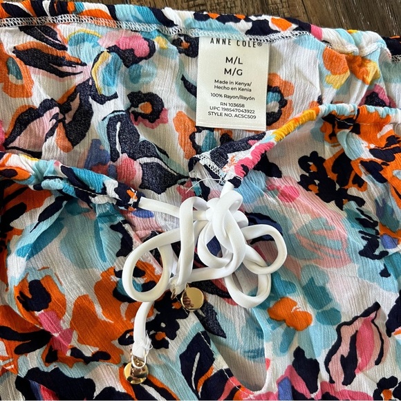 New Anne Cole Floral Swim Coverup - Multicolor Size Medium/Large - Picture 7 of 7